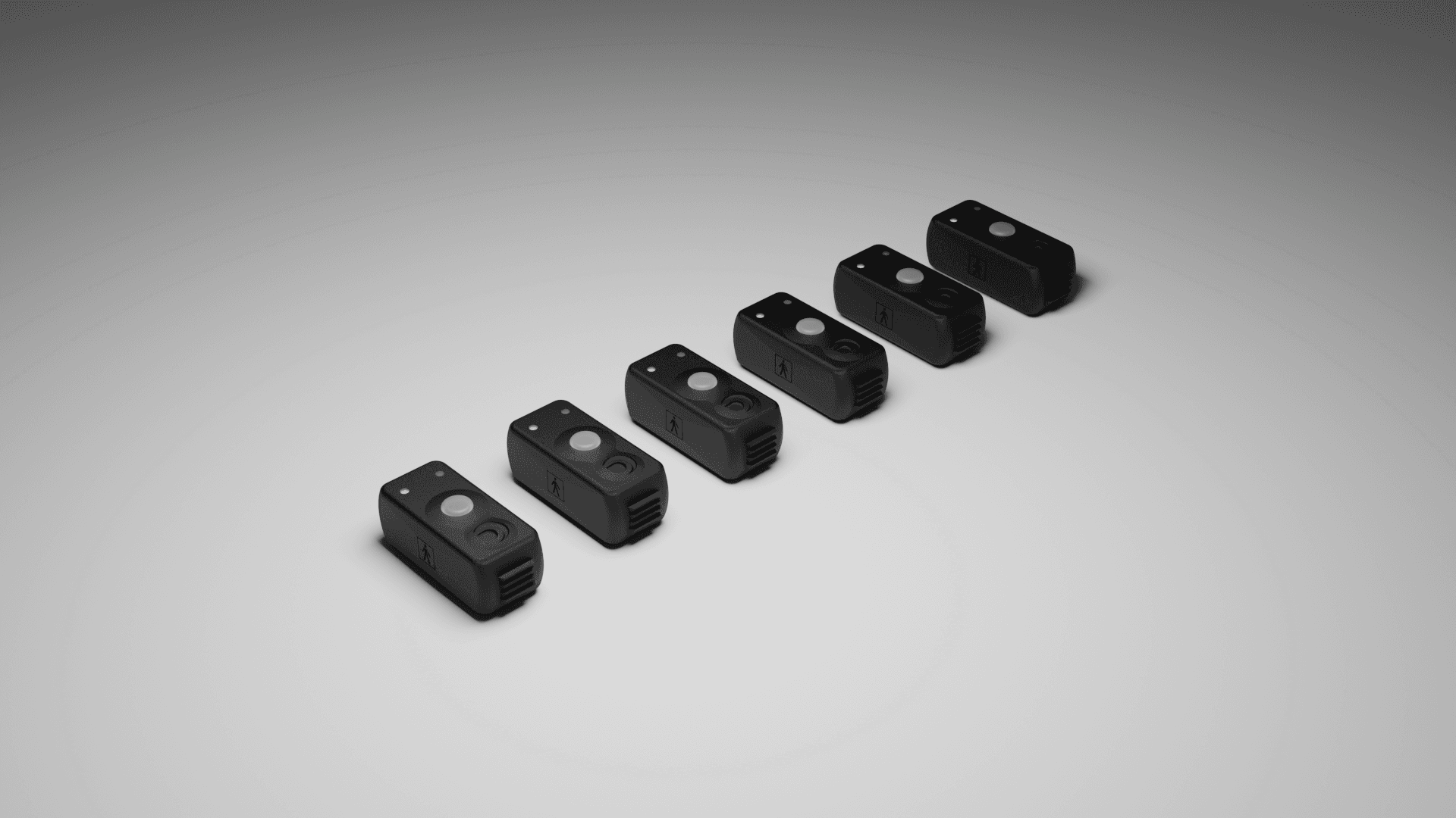 Six MyoPods wireless EMG sensors with the included 2-pad charger for full-body biomechanics workflows