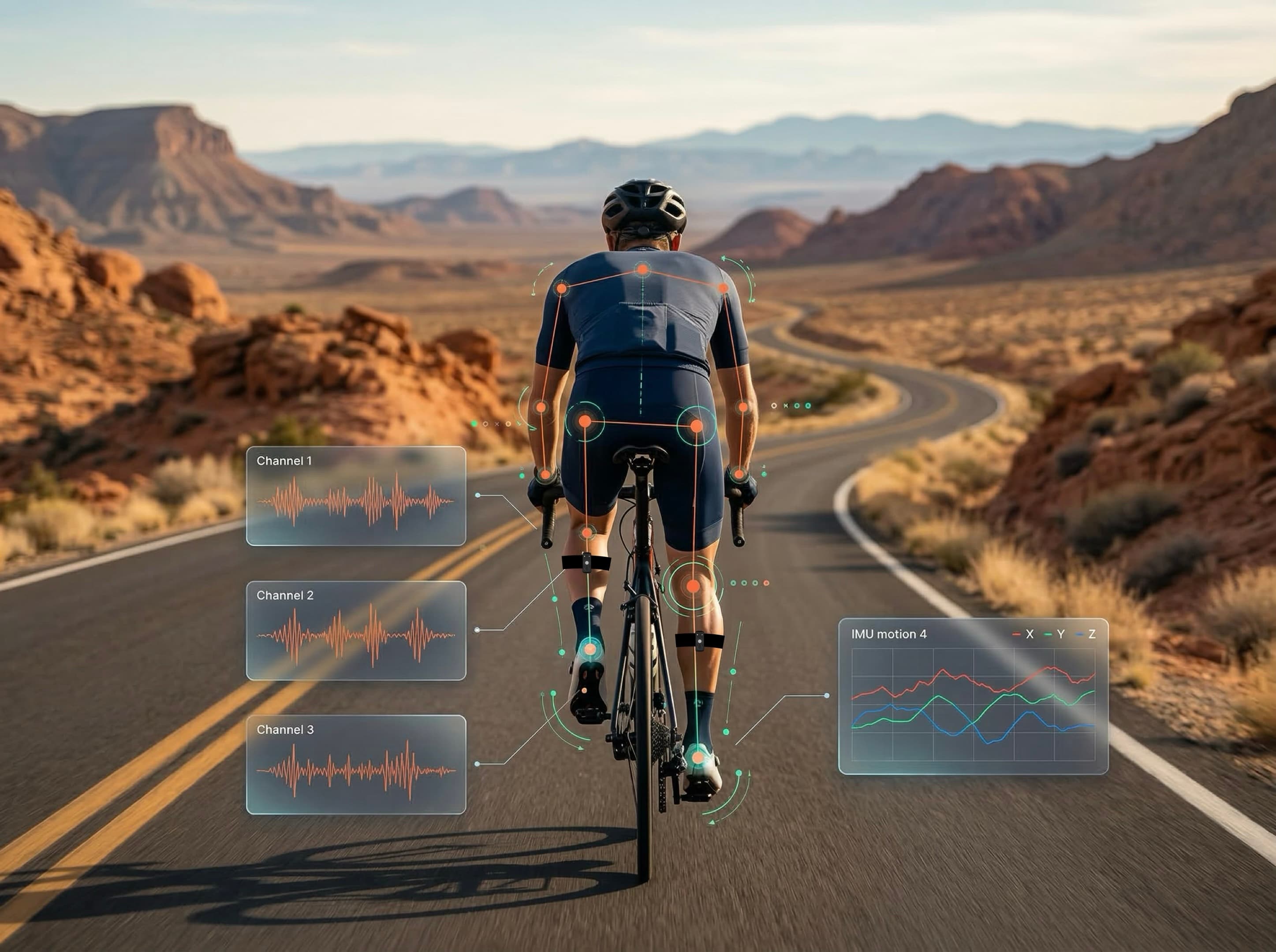Athlete training with MyoPods wireless EMG sensors attached to the quadriceps for sports performance analysis