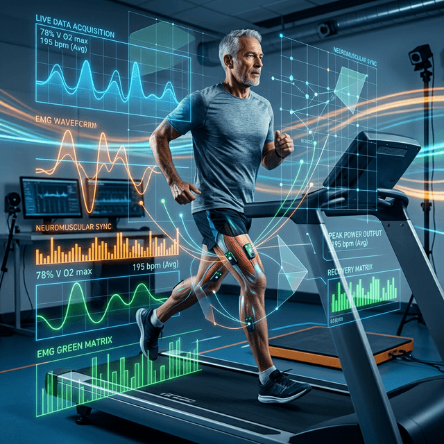 Athlete wearing MyoPods during EMG measurement in a lab environment